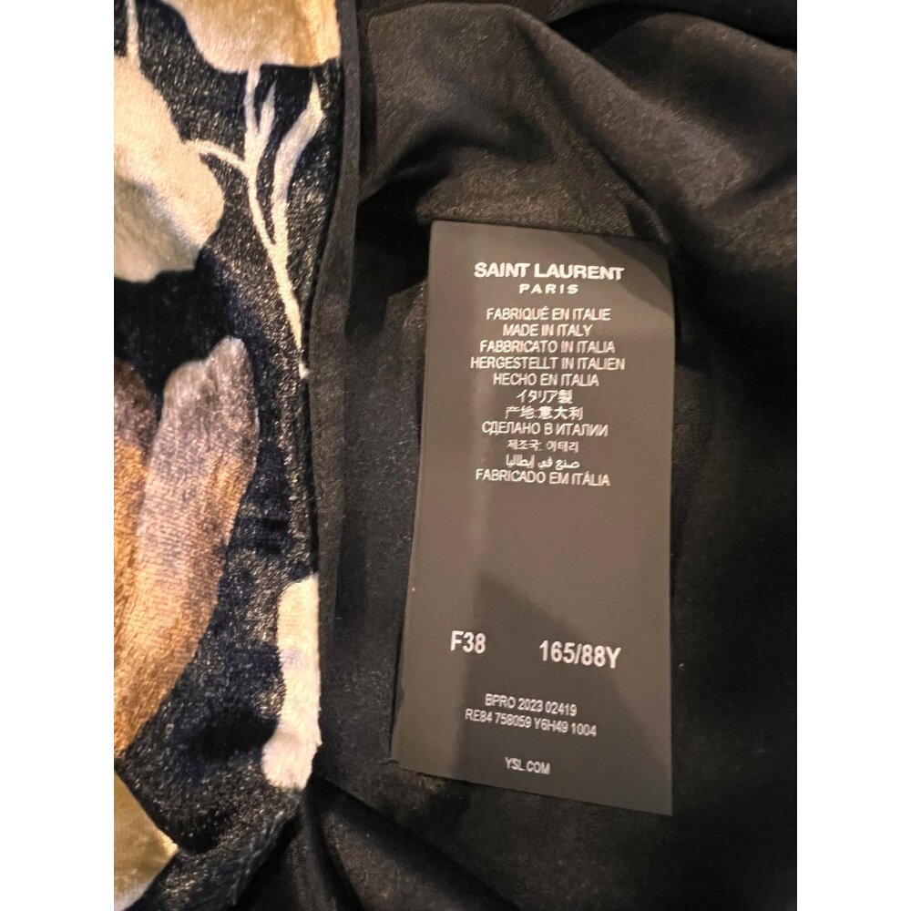 Saint Laurent floral -print velvet wrap dress Size 38/ M - Picture 9 of 12